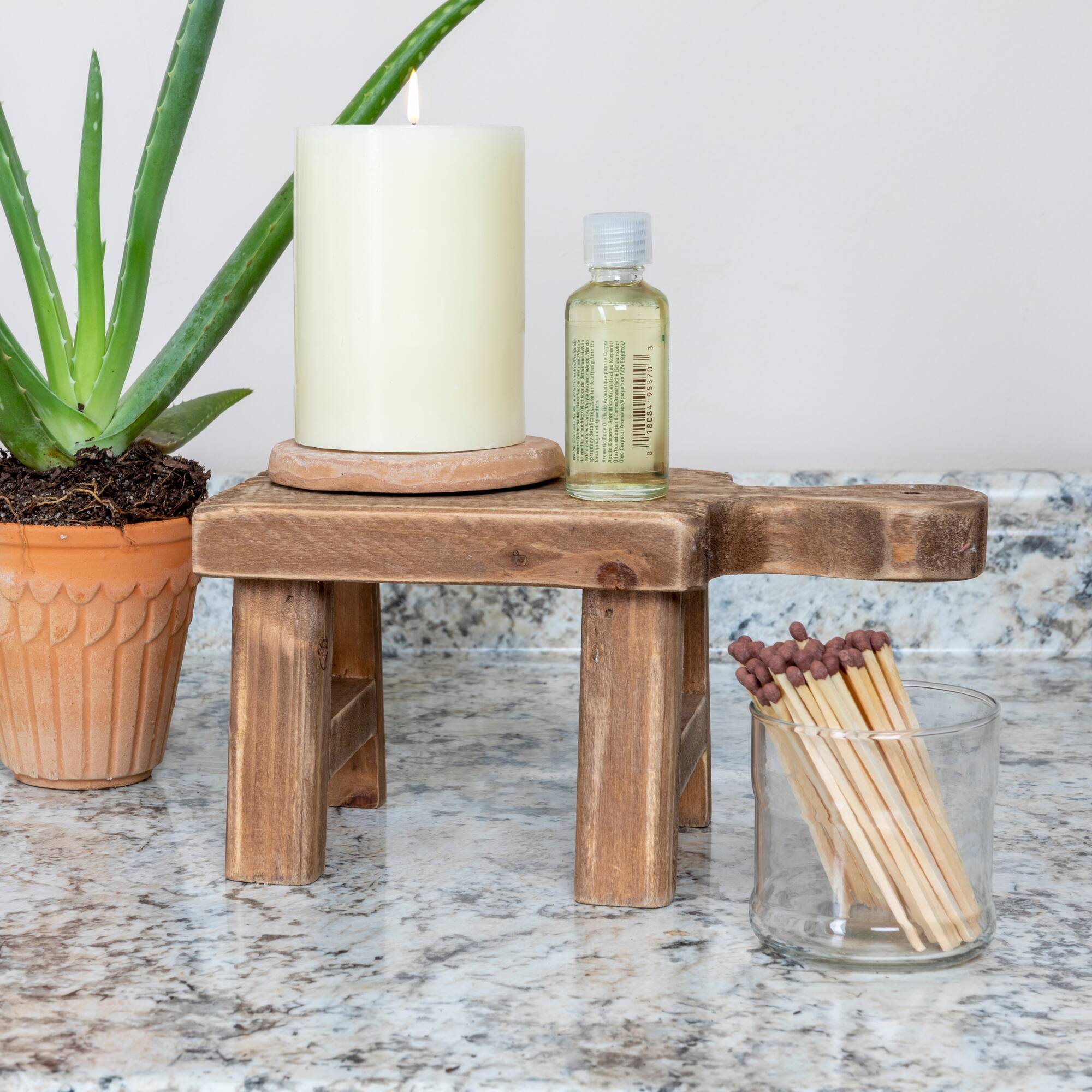 Hello Honey® 9.5" Small Wood Pedestal with Handle